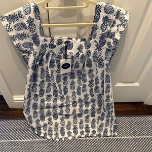 Navy Blue Pineapple Print Women's Top